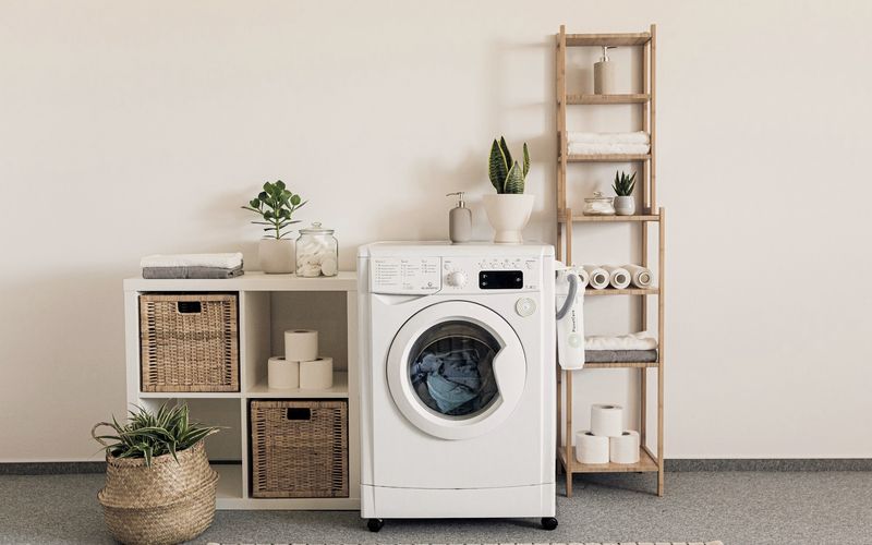 a washer and dryer in a room