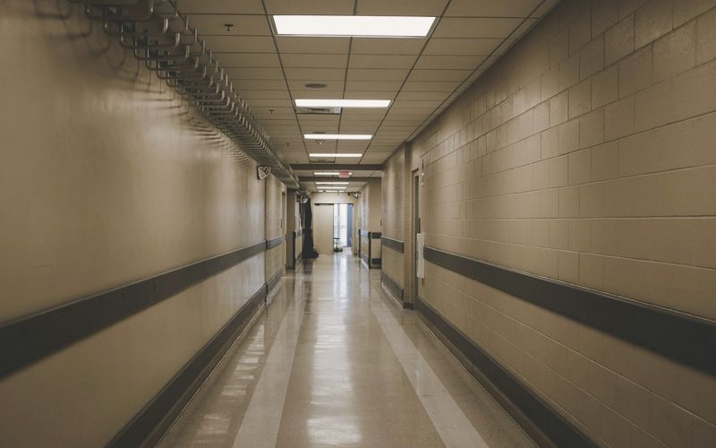 white and gray hallway